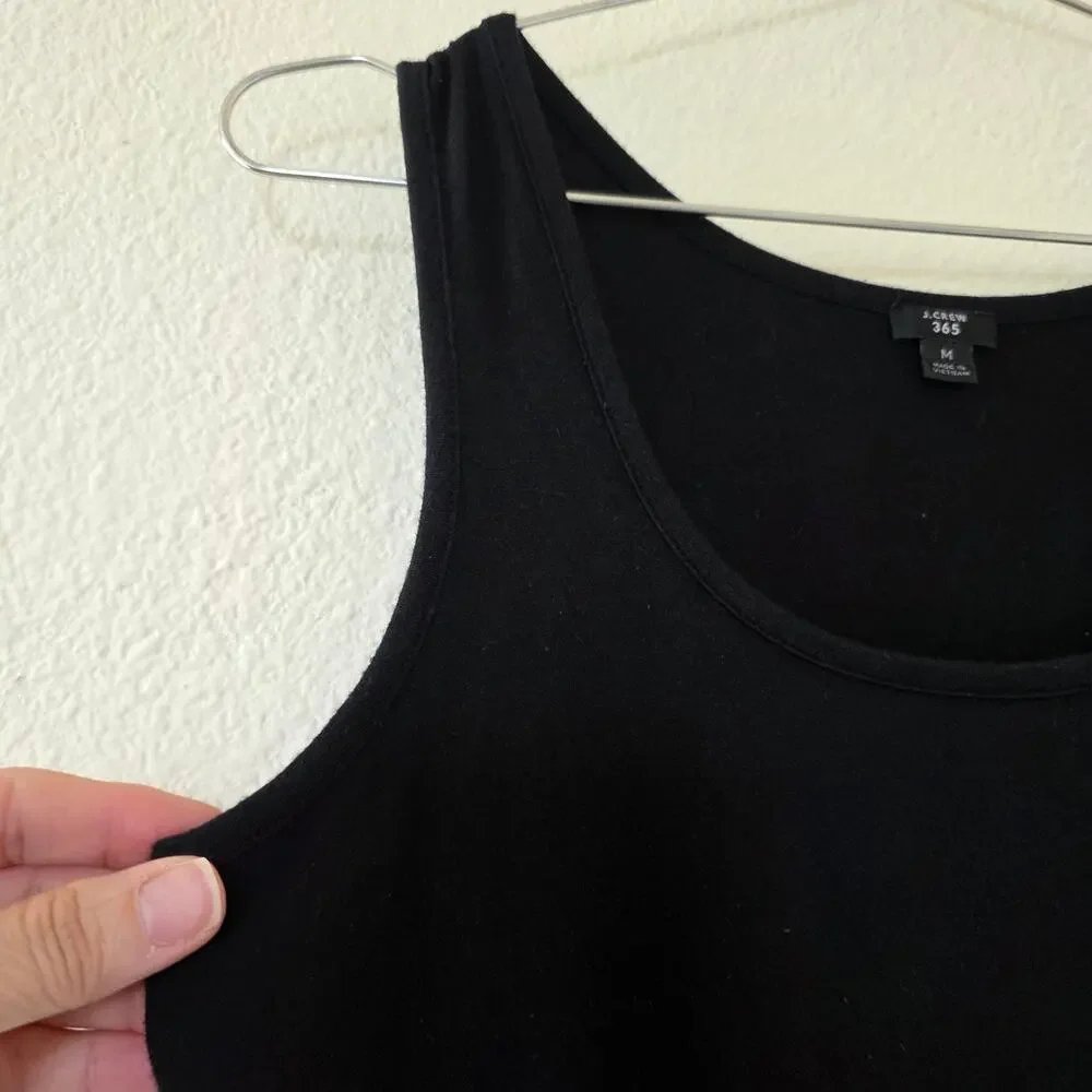 J Crew 365 Sleeveless Bodysuit Womens Size M Black Modal Stretch Scoop Neck